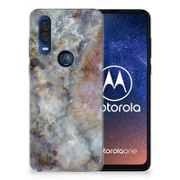 Motorola One Vision TPU Siliconen Hoesje Marmer Grijs - thumbnail