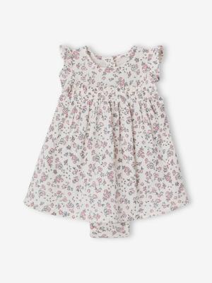 Feestelijke babyjurk met geïntegreerde bloomer ecru