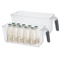 Koelkast/keuken organizer bak - 2x - transparant - kunststof - L30 x B13 x H11 cm - groente lade