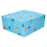 15x Sinterklaas inpakpapier/cadeaupapier lichtblauw 250 x 70 cm   -