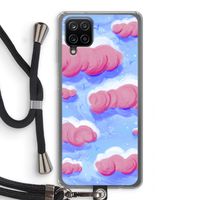 Roze wolken met vogels: Samsung Galaxy A12 Transparant Hoesje met koord