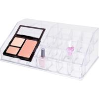 Make-up organizer - kunststof - transparant - 22 x 12 x 8 cm - kwasten houder   -