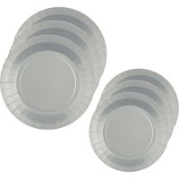 Feest/verjaardag bordjes set - 20x stuks - zilver - 17 cm en 22 cm