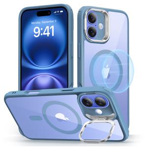 iPhone 16 Plus Classic Hybrid Case with Stash Stand (HaloLock) Clear Blue