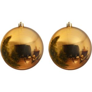 2x Grote raam/deur/kerstboom decoratie gouden kerstballen 20 cm glans   -