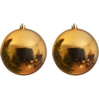 2x Grote raam/deur/kerstboom decoratie gouden kerstballen 20 cm glans   - - thumbnail