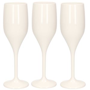 Set van 6x stuks champagne/prosecco flutes glazen wit 150 ml van onbreekbaar kunststof