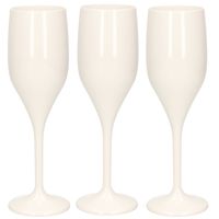 Set van 6x stuks champagne/prosecco flutes glazen wit 150 ml van onbreekbaar kunststof - thumbnail