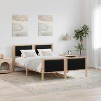 Bedframe Bruin en zwart 135 x 190 cm Massief grenenhout
