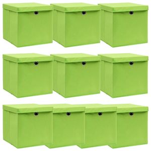 VidaXL Opbergboxen met deksel 10 st 32x32x32 cm stof paars