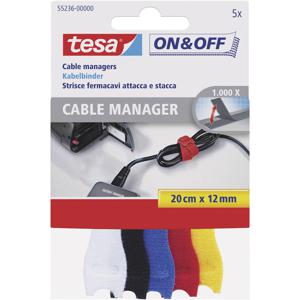 TESA On & Off 55236-00-00 Klittenband kabelbinder Om te bundelen Haak- en lusdeel (l x b) 200 mm x 12 mm Bont 5 stuk(s)