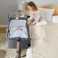 2 in 1 Extra Bed & Babybed Kinderbed in Hoogte Verstelbaar 97 x 50 - 70 x 67 - 85 cm Grijs - thumbnail