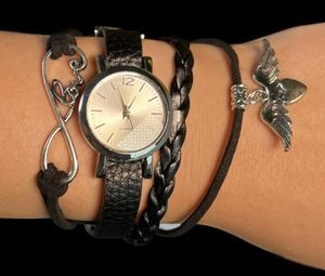 Zwarte Horloge Armband met Spirituele Bedels - Sieraden - Spiritueelboek.nl