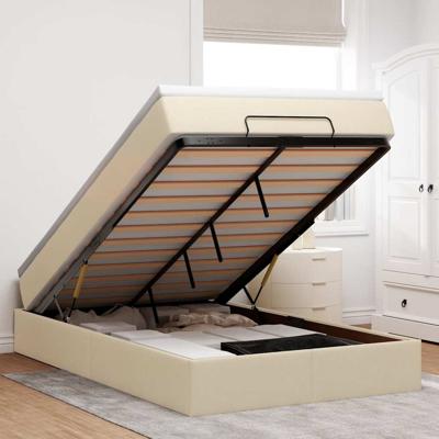 Ottoman bed met matras 120x200cm stof crèmekleurig