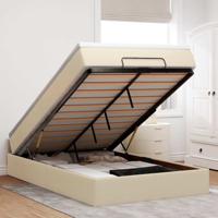 Ottoman bed met matras 120x200cm stof crèmekleurig