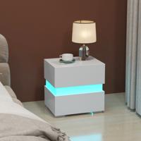 Set van 2 Nachtkastjes met LED 2 op Afstand Bedienbare Verlichte Nachtkastjes 22 Standen 5 Helderheidsniveaus 45x35x45cm