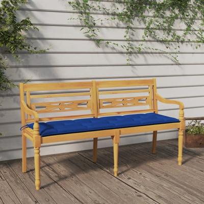 Bankje Batavia met blauw kussen 150 cm massief teakhout