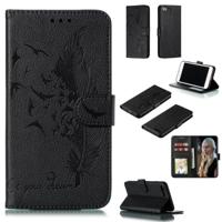 iPhone 7 Plus & 8 Plus horizontaal Litchi structuur 3D veren patroon PU leren Flip Hoesje met houder, foto frame en opbergruimte voor pinpassen & geld