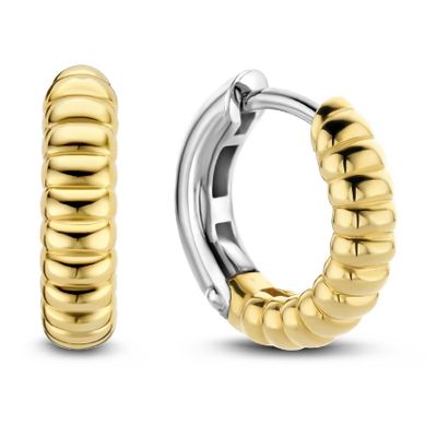 TI SENTO-Milano 7839SY Oorringen Ribbel zilver goudkleurig 3 x 14 mm