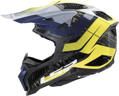 LS2 crosshelm "mx703 x-force galuo", ademend en hypoallergeen. helmet x-force galuo gray/neon yellow gr. xxl