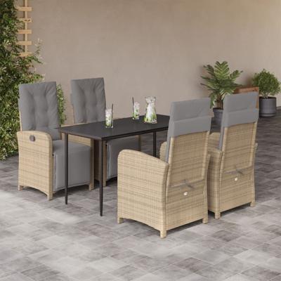5-delige Tuinset met kussens poly rattan beige