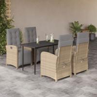 5-delige Tuinset met kussens poly rattan beige