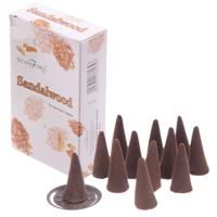 Wierook kegeltjes - geur sandelhout - cones - 15x stuks Wierook kegeltjes - geur sandelhout - cones - 15x stuks