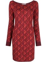 Marine Serre robe courte à motif Moon Diamant en jacquard - Rouge