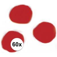 Rayher Pompons - 60x stuks - 15 mm - rood - hobby knutselen - vormen/figuren/bolletjes