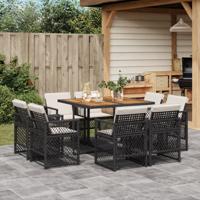 9-delige Tuinset poly rattan zwart