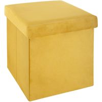 Poef/hocker - opbergbox - geel - kunststof/mdf - 38 x 38 x 38 cm - opvouwbaar - thumbnail