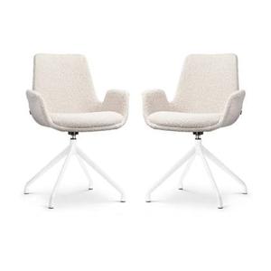 Nolon Nola-Eef Draaibare Eetkamerstoelen Bouclé Beige - Wit - 2x