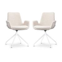 Nolon Nola-Eef Draaibare Eetkamerstoelen Bouclé Beige - Wit - 2x