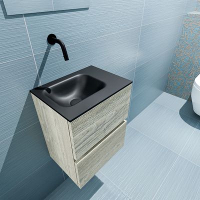 Mondiaz Ada 40cm toiletmeubel light brown grey met wastafel urban links zonder kraangat Mondiaz Ada 40cm toiletmeubel light brown grey met wastafel urban links zonder kraangat