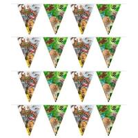 Verjaardag vlaggenlijn slinger - 4x - 10 meter - Safari/jungle thema feest - plastic - binnen/buiten