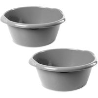 2x Ronde afwasteilen/afwasbakken zilver 3 liter 25 x 11 cm - thumbnail