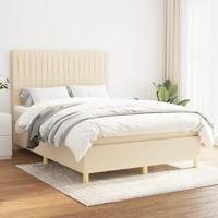 Boxspring met matras stof crèmekleurig 140x200 cm