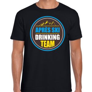 Apres ski t-shirt Apres ski drinking team zwart heren - Wintersport shirt - Foute apres ski outfit