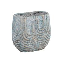 PTMD bloempot rexin ovaal grijs s 20 cm | 8 stuks