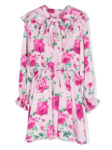 Miss Blumarine robe fleurie à logo brodé - Rose