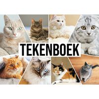 A4 Tekeningen papier boek/ schetsboek met katten/ poezen kaft - thumbnail