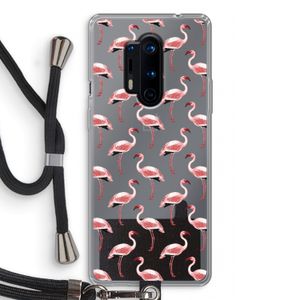 Flamingoprint groen: OnePlus 8 Pro Transparant Hoesje met koord