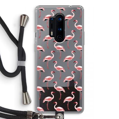Flamingoprint groen: OnePlus 8 Pro Transparant Hoesje met koord