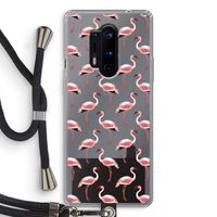 Flamingoprint groen: OnePlus 8 Pro Transparant Hoesje met koord