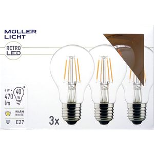 Müller-Licht 400290 LED-lamp Energielabel E (A - G) E27 Peer 4 W = 40 W Warmwit 3 stuk(s)