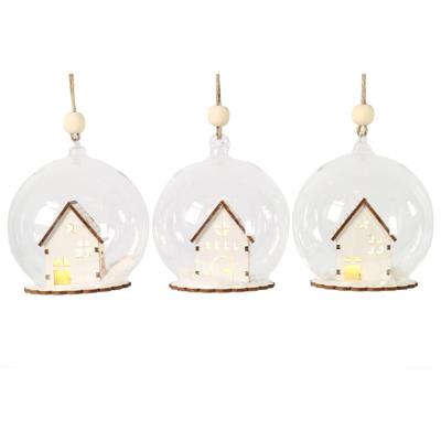 *Countryfield kerstbal met huisje 1LED