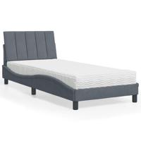 Bed met matras "Hanko" fluweel donkergrijs 80x200 cm