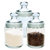 Luminarc Voorraadpot/bewaarpot - Set van 3x stuks - 750 ml - glas - met deksel - Voorraadbussen - 14