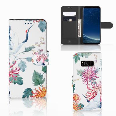 Samsung Galaxy S8 | Telefoonhoesje | Met pasjeshouder | Bird Flowers