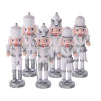 Christmas Decoration Kersthangers notenkrakers - 6x st - zilver - 12 cm - hout